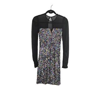 SO goods for life Dress Womens M Multicolor Illusion Sleeve Sequin‎ Dress NEW